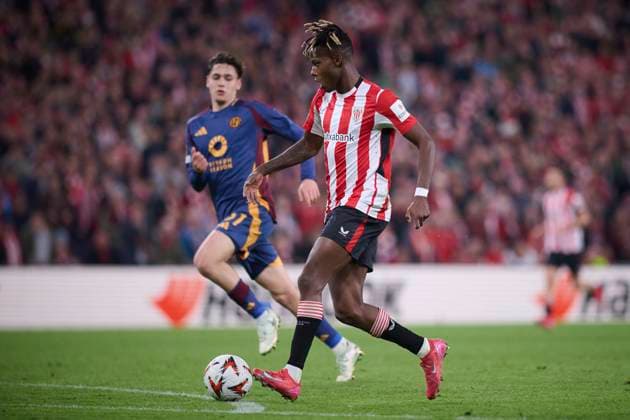 Athletic de Bilbao s Nico Williams during UEFA Europa League 2024 2025 Round of 16 2nd leg match. March 13,2025. (2025031398)
