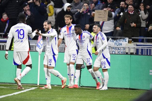 FOOTBALL : Olympique Lyonnais vs FCSB Bucarest - Europa League - 13 03 2025 Lyon s forward Georges MIKAUTADZE during the Round of 16 first leg Europa League game between Olympique Lyonnais and FCSB Bucarist at the Groupama stadium in Decines-Charpieu Lyon, France on March 13, 20245  Copyright: xMourad_ALLILIx