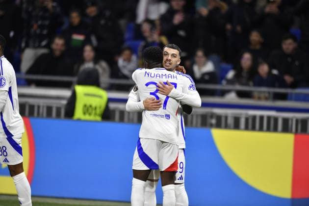 FOOTBALL : Olympique Lyonnais vs FCSB Bucarest - Europa League - 13 03 2025 Lyon s forward Georges MIKAUTADZE during the Round of 16 first leg Europa League game between Olympique Lyonnais and FCSB Bucarist at the Groupama stadium in Decines-Charpieu Lyon, France on March 13, 20245  Copyright: xMourad_ALLILIx