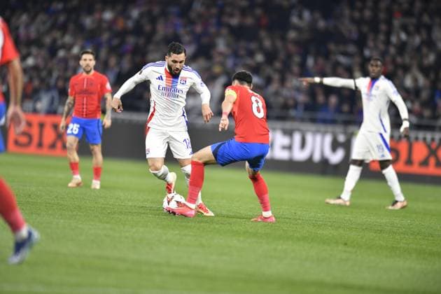 FOOTBALL : Olympique Lyonnais vs FCSB Bucarest - Europa League - 13 03 2025 Lyon s forward Rayan CHERKI during the Round of 16 first leg Europa League game between Olympique Lyonnais and FCSB Bucarist at the Groupama stadium in Decines-Charpieu Lyon, France on March 13, 20245  Copyright: xMourad_ALLILIx