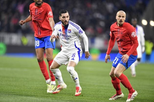 FOOTBALL : Olympique Lyonnais vs FCSB Bucarest - Europa League - 13 03 2025 Lyon s forward Rayan CHERKI during the Round of 16 first leg Europa League game between Olympique Lyonnais and FCSB Bucarist at the Groupama stadium in Decines-Charpieu Lyon, France on March 13, 20245  Copyright: xMourad_ALLILIx