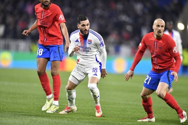 FOOTBALL : Olympique Lyonnais vs FCSB Bucarest - Europa League - 13 03 2025 Lyon s forward Rayan CHERKI during the Round of 16 first leg Europa League game between Olympique Lyonnais and FCSB Bucarist at the Groupama stadium in Decines-Charpieu Lyon, France on March 13, 20245  Copyright: xMourad_ALLILIx