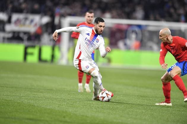 FOOTBALL : Olympique Lyonnais vs FCSB Bucarest - Europa League - 13 03 2025 Lyon s forward Rayan CHERKI during the Round of 16 first leg Europa League game between Olympique Lyonnais and FCSB Bucarist at the Groupama stadium in Decines-Charpieu Lyon, France on March 13, 20245  Copyright: xMourad_ALLILIx