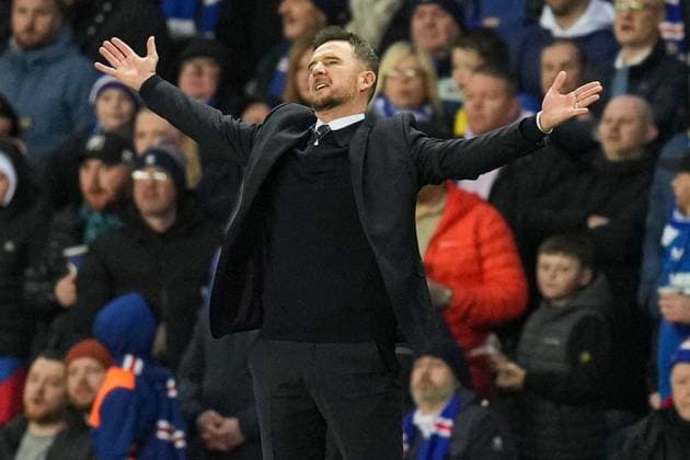 Rangers head coach Barry Ferguson shows a look of dejection in the technical area Rangers v Fenerbahce, UEFA Europa League, Round of 16, Second Leg, Football, Ibrox Stadium, Glasgow, Scotland, UK - 13 Mar 2025 EDITORIAL USE ONLY No use with unauthorised audio, video, data, fixture lists, club league logos or live services. Online in-match use limited to 120 images, no video emulation. No use in betting, games or single club league player publications. Copyright: xStuartxWallace Shutterstockx 15188226br