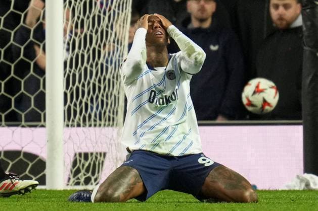 Talisca of Fenerbahce SK shows a look of dejection after missing a goal scoring opportunity Rangers v Fenerbahce, UEFA Europa League, Round of 16, Second Leg, Football, Ibrox Stadium, Glasgow, Scotland, UK - 13 Mar 2025 EDITORIAL USE ONLY No use with unauthorised audio, video, data, fixture lists, club league logos or live services. Online in-match use limited to 120 images, no video emulation. No use in betting, games or single club league player publications. Copyright: xStuartxWallace Shutterstockx 15188226bt