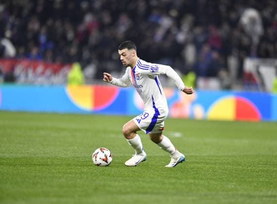 FOOTBALL : Olympique Lyonnais vs FCSB Bucarest - Europa League - 13 03 2025 Lyon s forward Georges MIKAUTADZE during the Round of 16 first leg Europa League game between Olympique Lyonnais and FCSB Bucarist at the Groupama stadium in Decines-Charpieu Lyon, France on March 13, 20245  Copyright: xMourad_ALLILIx