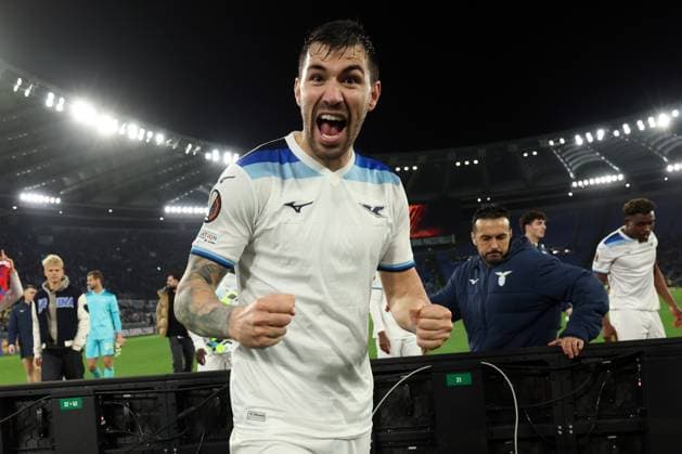 UEFA Europa League, round 16: SS Lazio vs Viktoria Plzen at Olympic Stadium in Rome on march 13th, 2025 Rome, Italy 13.03.2025: Alessio Romagnoli of Lazio celebrates the goal that qualified for the quarter-finals, at the end of the Uefa Europa League 2024-2025, round 16, match between SS Lazio vs Viktoria Plzen at Olympic Stadium in Rome. Rome Olympic italy italy Copyright: xmarcoxiacobucci