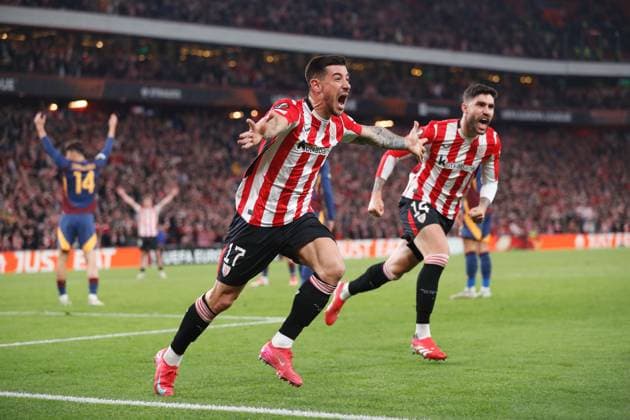 Yuri Berchiche (Bilbao), MARCH 13, 2025 - Football Soccer : Berchiche celebrate after his goal during UEFA Europa League Round of 16 2nd leg match between Athletic Club de Bilbao 3-1 AS Roma at the Estadio San Mames in Bilbao, Spain. Noxthirdxpartyxsales  (284703552)