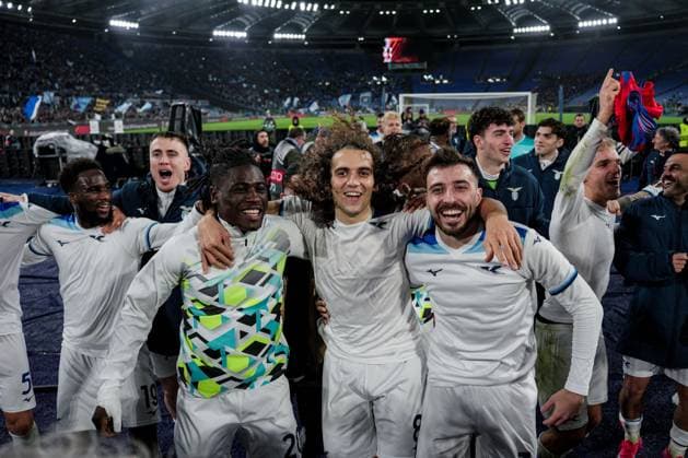 CALCIO - UEFA Europa League - Lazio vs Viktoria Plzen Loum Tchaouna of SS Lazio and Matteo Guendouzi of SS Lazio and Mario Gila of SS LAZIO during Lazio vs Viktoria Plzen, Football Europa League match in Rome, Italy, March 13 2025 Rome Italy  Copyright: xIPAxSport ABACAx