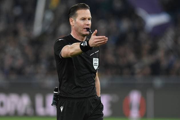 Soccer, UEFA Europa League match , Lazio v Viktoria Plzen Referee Danny Makkelie during the Europa League Round of 16 2nd leg between Lazio v Viktoria Plzen at Olympic stadium, Italy, Mar 13rd, 2025. Imago-Images Emmefoto Copyright: xImago-Images Emmefotox