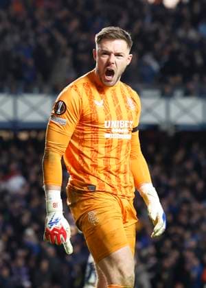 Rangers v Fenerbahce S.K. UEFA Europa League Jack Butland of Rangers reacts after saving a penalty in the penalty shoot out after extra time during the UEFA Europa League Round of 16 Second Leg match at Ibrox Stadium, Glasgow UK Newspapers OUT Copyright: xFredxPalmerx FIL-21575-0123