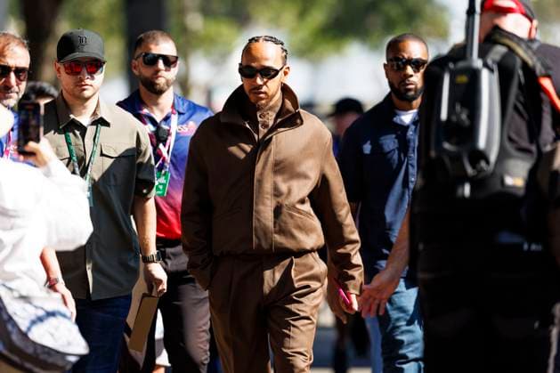 14th March 2025; Melbourne Grand Prix Circuit, Melbourne, Victoria, Australia; Australian Formula 1 Grand Prix; Free Practice Day; Number 44 Scuderia Ferrari driver Lewis Hamilton arrives at the Australian Formula One  ActionPlus12760221 StephenxBlackberry