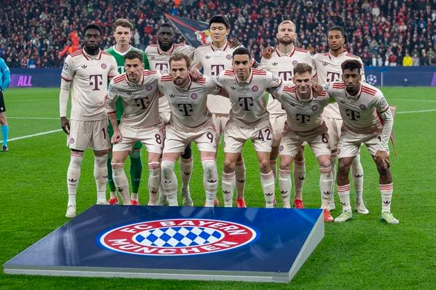 11 03 2025, Football UEFA Champions League, Season 2024 2025, Round of 16, Second leg, Bayer 04 Leverkusen FC Bayern Muenchen in the BayArena in Leverkusen The starting eleven of FC Bayern Muenchen Photo Kirchner Media Thomas Haesler Copyright: xKirchner-Media ThomasxHaeslerx