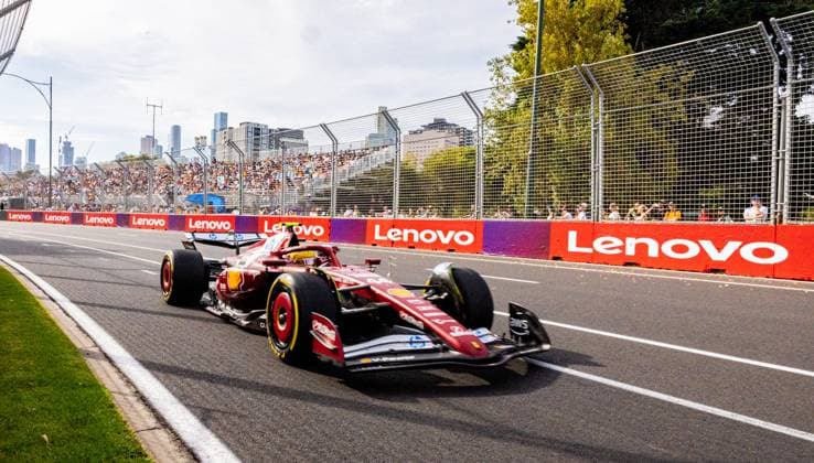 (250314) -- MELBOURNE, March 14, 2025 -- Ferrari s driver Lewis Hamilton of Britain drives during the practice session of the Formula One Australia Grand Prix at Albert Park in Melbourne, Australia, March 14, 2025. (Photo by Xinhua) (SP)AUSTRALIA-MELBOURNE-F1-GRAND PRIX 2025 HuxJingchen 