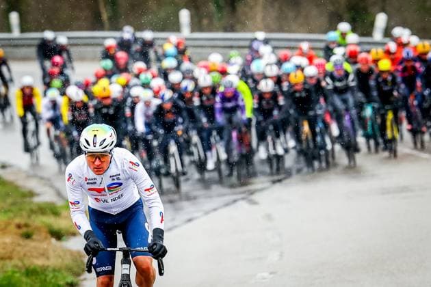 French Thomas Gachignard of TotalEnergies pictured in action during stage six of the 83th edition of the Paris-Nice cycling race, 209,8 km from Saint-Julien-en-Saint-Alban to Berre l Etang, France, Friday 14 March 2025. DAVIDxPINTENS  x114929102x
