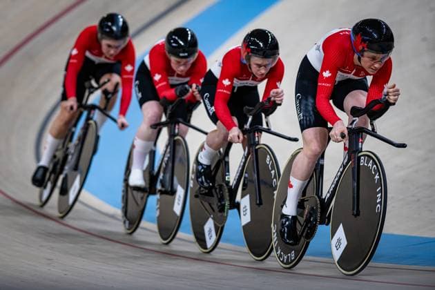 Canada UCI Track Cycling Nations Cup Konya 2025 BONHOMME Ariane MAJENDIE Fiona BARRACLOUGH Ngaire PLANTE Lily CAN Canada Landscape horizontal Landscape Event Event UCI Track Cycling Nations Cup 2025 Category Category Cycling Track Cycling Nations Cup Elite Women Location Location Asia Turkey Konya Velodrome Konya Discipline Team Pursuit Distance 4000 m Date Date 14 03 2025 Friday Day 1