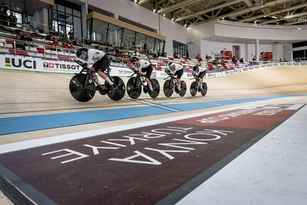 Germany UCI Track Cycling Nations Cup Konya 2025 BRÄUTIGAM Messane BRAUßE Franziska KLEIN Lisa SÜßEMILCH Laura GER Germany Landscape horizontal Landscape Event Event UCI Track Cycling Nations Cup 2025 Category Category Cycling Track Cycling Nations Cup Elite Women Location Location Asia Turkey Konya Velodrome Konya Discipline Team Pursuit Distance 4000 m Date Date 14 03 2025 Friday Day 1