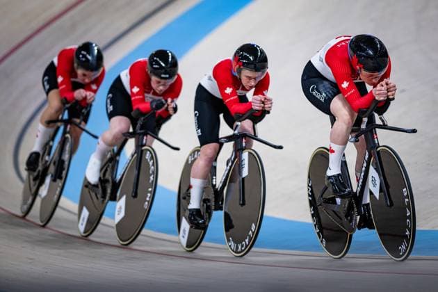 Canada UCI Track Cycling Nations Cup Konya 2025 BONHOMME Ariane MAJENDIE Fiona BARRACLOUGH Ngaire PLANTE Lily CAN Canada Landscape horizontal Landscape Event Event UCI Track Cycling Nations Cup 2025 Category Category Cycling Track Cycling Nations Cup Elite Women Location Location Asia Turkey Konya Velodrome Konya Discipline Team Pursuit Distance 4000 m Date Date 14 03 2025 Friday Day 1