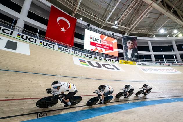 Germany UCI Track Cycling Nations Cup Konya 2025 BRÄUTIGAM Messane BRAUßE Franziska KLEIN Lisa SÜßEMILCH Laura GER Germany Landscape horizontal Landscape Event Event UCI Track Cycling Nations Cup 2025 Category Category Cycling Track Cycling Nations Cup Elite Women Location Location Asia Turkey Konya Velodrome Konya Discipline Team Pursuit Distance 4000 m Date Date 14 03 2025 Friday Day 1