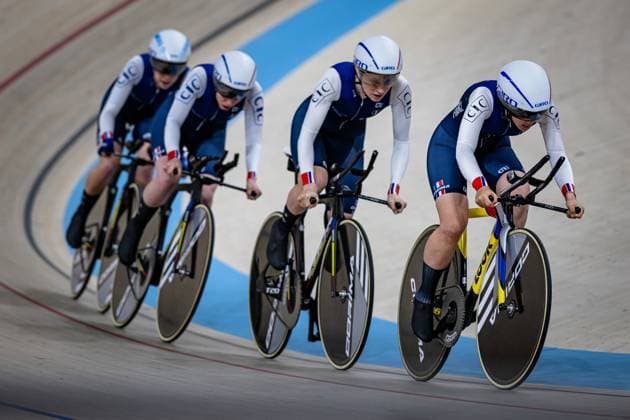 France UCI Track Cycling Nations Cup Konya 2025 DUPIN Melanie PERNOLLET Aurore DEMAY Violette CABOT Elina FRA France Landscape horizontal Landscape Event Event UCI Track Cycling Nations Cup 2025 Category Category Cycling Track Cycling Nations Cup Elite Women Location Location Asia Turkey Konya Velodrome Konya Discipline Team Pursuit Distance 4000 m Date Date 14 03 2025 Friday Day 1