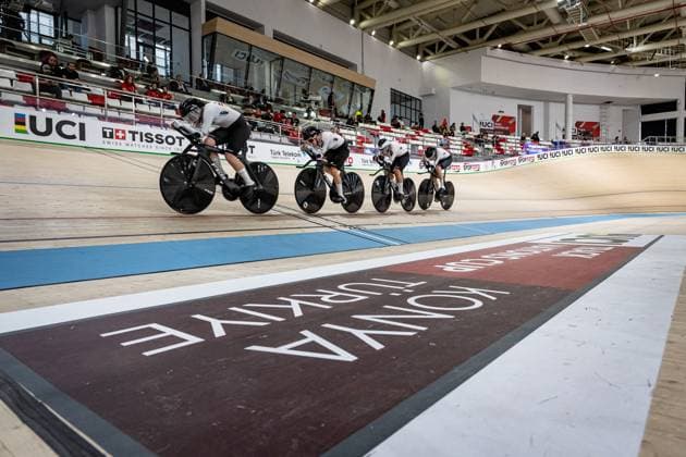 Germany UCI Track Cycling Nations Cup Konya 2025 BRÄUTIGAM Messane BRAUßE Franziska KLEIN Lisa SÜßEMILCH Laura GER Germany Landscape horizontal Landscape Event Event UCI Track Cycling Nations Cup 2025 Category Category Cycling Track Cycling Nations Cup Elite Women Location Location Asia Turkey Konya Velodrome Konya Discipline Team Pursuit Distance 4000 m Date Date 14 03 2025 Friday Day 1