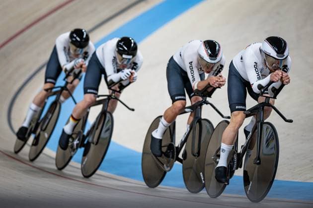 Germany UCI Track Cycling Nations Cup Konya 2025 GROß Felix HEINRICH Nicolas KEßLER Bruno BRIESE Max David GER Germany Landscape horizontal Landscape Event Event UCI Track Cycling Nations Cup 2025 Category Category Cycling Track Cycling Nations Cup Elite Men Location Location Asia Turkey Konya Velodrom Konya Discipline Team Pursuit Distance 4000 m Date Date 14 03 2025 Friday Day 1