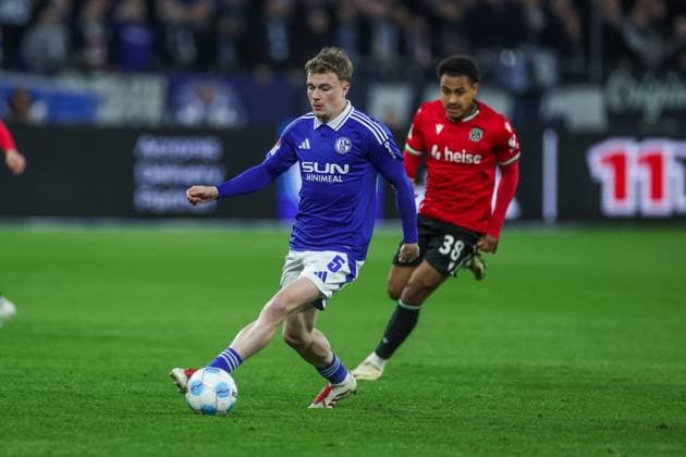 14 03 2025, Football, Season 2024 2025, 2 Bundesliga, Matchday 26, FC Schalke 04 Hannover 96, Derry John Murkin FC Schalke 04 Gelsenkirchen Veltins Arena NRW Germany xRHR PHOTO TRx Copyright: TimxRehbein RHR-FOTOx RHR-FOTO TR