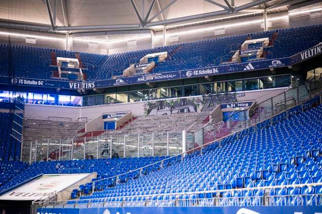 14 03 2025 Soccer, 2024 2025, 2 Bundesliga, Matchday 26, FC Schalke 04 Hannover 96 Fanblock Gästefans mit Graffiti von Fans Hannover DFL REGULATIONS PROHIBIT ANY USE OF PHOTOGRAPHS AS IMAGE SEQUENCES AND OR QUASI VIDEO Gelsenkirchen North Rhine-Westphalia Germany Veltins Arena