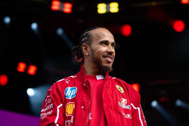 Lewis Hamilton Scuderia Ferrari HP, 44 at Lakeside Fan Forum on stage, AUS, Formula 1 World Championship, Luis Vuitton Australian Grand Prix, Albert Park Circuit Melbourne, Qualifying Day, 2025 season, 15 03 2025 AUS, Formula 1 World Championship, Luis Vuitton Australian Grand Prix, Albert Park Circuit Melbourne, Qualifying Day, 2025 season, 15 03 2025 Melbourne Copyright: xEibner-Pressefoto Memmlerx EP_MMR