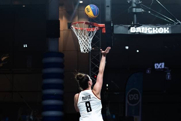March 14, 2025, Bangkok, Thailand: Luisa Marie Nufer of Germany seen in action during the women s FIBA Basketball 3x3 Champions Cup 2025 match between Germany and Canada at Central World. Final score; Germany 10 : 14 Canada. Bangkok Thailand - ZUMAs197 20250314_aaa_s197_322 Copyright: xPeeraponxBoonyakiatx