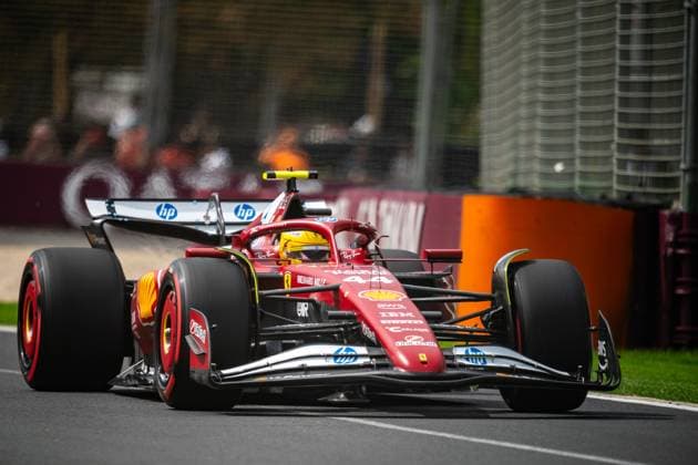 March 15, 2025, Melbourne, Victoria, Australia: Scuderia Ferrari HP. driver LEWIS HAMILTON (44) of the United Kingdom at Turn 12 (Lauda) on Saturday at the Formula 1 Louis Vuitton Australian Grand Prix 2025 on March 15, 2025 in Melbourne, Australia. Melbourne Australia - ZUMAf186 20250315_zsp_f186_117 Copyright: xJamesxForresterx