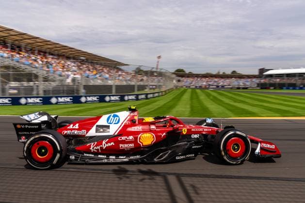 March 15, 2025, Melbourne, Victoria, Australia: Scuderia Ferrari HP driver LEWIS HAMILTON (44) of the United Kingdom at Turn 13 (Schumacher) on Saturday at the Formula 1 Louis Vuitton Australian Grand Prix 2025 on March 15, 2025 in Melbourne, Australia. Melbourne Australia - ZUMAf186 20250315_zsp_f186_138 Copyright: xJamesxForresterx