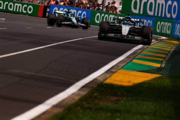 Formula 1, Australian Grand Prix 2025, Friday Practice 3 in Melbourne, Australia - 15 Mar 2025 George Russell of Great Britain drives the (63) Mercedes-AMG PETRONAS Formula One Team W16 during final practice ahead of the F1 Grand Prix of Australia at the Albert Park Grand Prix circuit in Melbourne. Melbourne Australia Copyright: xGeorgexHitchensx xSOPAxImagesx ghausgp25_satfp3_16