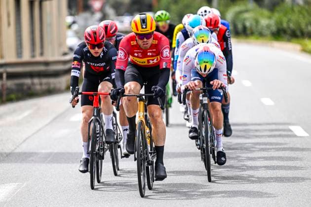 Paris - Nice 2025 - stage 7 AURON, FRANCE - MARCH 15 : Tiller Rasmus (NOR) of Uno-X Mobility leading the escape pack during stage 7 of the 83th edition of the Paris - Nice cycling race, a stage of 109,3km with start in Nice and finish at Auron on March 15, 2025 in Auron, France, 15 03 2025 ( Motordriver Kenny Verfaillie - Auron France  Copyright: xNicoxVereeckenx