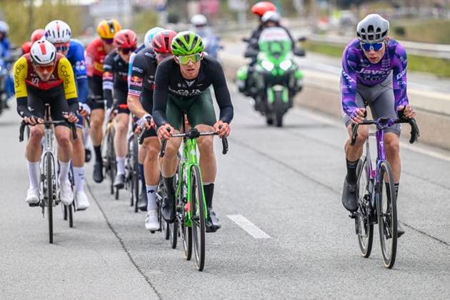 Paris - Nice 2025 - stage 7 AURON, FRANCE - MARCH 15 : O Brien Kelland (AUS) of Team Jayco Alula, Otruba Jakub (CZE) of Caja Rural - Seguros Rga in the escape pack during stage 7 of the 83th edition of the Paris - Nice cycling race, a stage of 109,3km with start in Nice and finish at Auron on March 15, 2025 in Auron, France, 15 03 2025 ( Motordriver Kenny Verfaillie - Auron France  Copyright: xNicoxVereeckenx