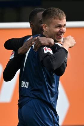Paderborn, Home Deluxe Arena, 15 03 25, GER, Herren, 2 Bundesliga, Saison 2024 2025, SC Paderborn 07 1 FC Kaiserslautern Bild Filip BILBIJA Paderborn jubilates after his goal for 3 0 Only for editorial use DFL regulations prohibit any use of photographs as image sequences and or quasi video NRW Germany