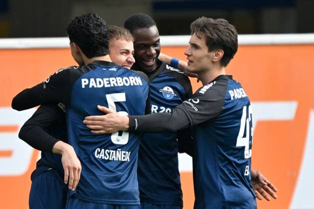Paderborn, Home Deluxe Arena, 15 03 25, GER, Herren, 2 Bundesliga, Saison 2024 2025, SC Paderborn 07 1 FC Kaiserslautern Bild Filip BILBIJA Paderborn jubilates after his goal for 3 0 Only for editorial use DFL regulations prohibit any use of photographs as image sequences and or quasi video NRW Germany