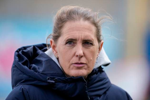 Britta Carlson Coach, Head Coach, 1 FC Köln , Single Image, Single Photo, Action, Action, Portrait, Portrait, 15 03 2025, Sinsheim Hoffenheim Germany , Soccer, Google Pixel Women Bundesliga, TSG 1899 Hoffenheim 1 FC Köln, DFB DFL REGULATIONS PROHIBIT ANY USE OF PHOTOGRAPHS AS IMAGE SEQUENCES AND OR QUASI VIDEO xozx
