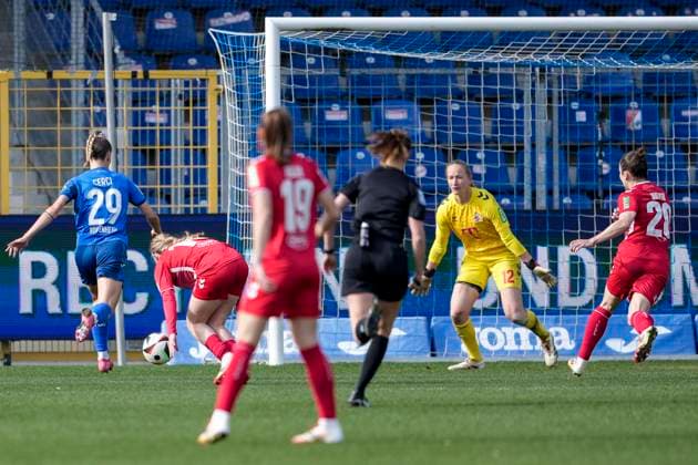 Goalscorer Selina Cerci TSG, 29 scores the goal to 4 1, goal, goal success, highlight, action, action scene, 15 03 2025, Sinsheim Hoffenheim Germany , Football, Google Pixel Women Bundesliga, TSG 1899 Hoffenheim 1 FC Köln, DFB DFL REGULATIONS PROHIBIT ANY USE OF PHOTOGRAPHS AS IMAGE SEQUENCES AND OR QUASI VIDEO xozx