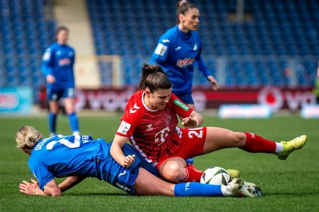 Google Pixel Frauen Bundesliga, TSG Hoffenheim 1 FC Köln 15 03 2025 Féli Delacauw TSG Hoffenheim, 24 and Martyna Wiankowska 1 FC Köln, 26 Google Pixel Frauen Bundesliga, TSG Hoffenheim 1 FC Köln, on 15 03 2025 at the Dietmar Hopp Stadium in Hoffenheim DFB REGULATIONS PROHIBIT ANY USE OF PHOTOGRAPHS AS IMAGE SEQUENCES AND OR QUASI VIDEO Copyright: xBEAUTIFULxSPORTS Gelhardtx