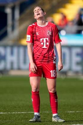 Taylor Ziemer Cologne, 18 , single image, single photo, action, action, looking disappointed, disappointment, frustration, disappointed, pessimistic, 15 03 2025, Sinsheim Hoffenheim Germany , Soccer, Google Pixel Women Bundesliga, TSG 1899 Hoffenheim 1 FC Köln, DFB DFL REGULATIONS PROHIBIT ANY USE OF PHOTOGRAPHS AS IMAGE SEQUENCES AND OR QUASI VIDEO xozx