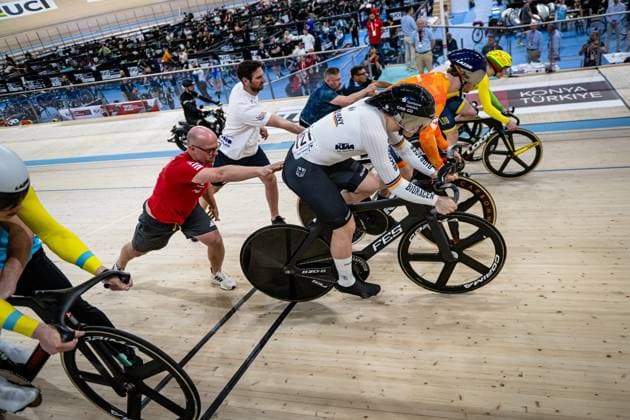 VILAR Lucas Oscar, LEDINGHAM HORN Harry, SPIEGEL Luca, CHUGAY Andrey, VADAPALAS Eimantas, VAN LOON Tijmen UCI Track Cycling Nations Cup Konya 2025 VILAR Lucas Oscar ARG Argentina LEDINGHAM HORN Harry GBR Great Britain SPIEGEL Luca GER Germany CHUGAY Andrey KAZ Kazakhstan VADAPALAS Eimantas LTU Lithuania VAN LOON Tijmen NED Netherlands Landscape format landscape horizontal Landscape Event Event UCI Track Cycling Nations Cup 2025 Category Category Cycling Track Cycling Nations Cup Elite Men Location Location Asia Turkey Konya Velodrome Konya Discipline Keirin Distance m Date Date 15 03 2025 Saturday Day 2