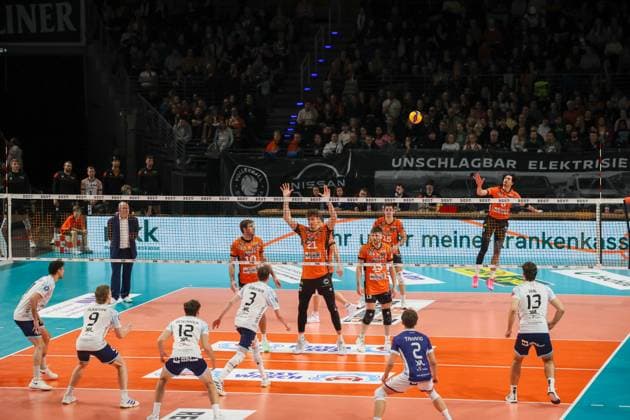 Front view of the pitch, BR Volleys vs ASV Dachau, matchday 22, 2025 03 15 Berlin Berlin Land Copyright: xFootxBowl ThomasxSobotzkix