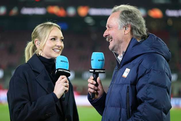Presenter Katharina Kleinfeldt and Peter Neururer laughs during the 2 Bundesliga match between 1 FC Köln and SV Darmstadt 98 at RheinEnergieStadion on March 15, 2025 in Cologne, Germany Photo by Oliver Kaelke DeFodi Images Presenter Katharina Kleinfeldt and Peter Neururer laughs during the 2 Bundesliga match between 1 FC Köln and SV Darmstadt 98 at RheinEnergieStadion on March 15, 2025 in Cologne, Germany Photo by Oliver Kaelke DeFodi Images DFB DFL REGULATIONS PROHIBIT ANY USE OF PHOTOGRAPHS AS IMAGE SEQUENCES AND OR QUASI VIDEO Photo by Oliver Kaelke DeFodi Images