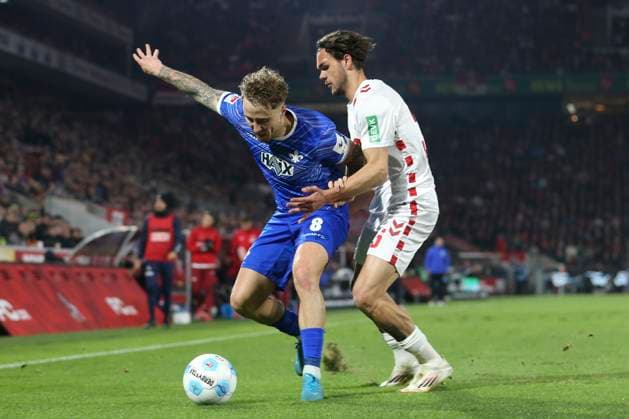 Luca Marseiler SV Darmstadt 98 and Max Finkgraefe 1 FC Koeln battle for the ball during the 2 Bundesliga match between 1 FC Köln and SV Darmstadt 98 at RheinEnergieStadion on March 15, 2025 in Cologne, Germany, Germany Photo by Oliver Kaelke DeFodi Images Luca Marseiler SV Darmstadt 98 and Max Finkgraefe 1 FC Koeln battle for the ball during the 2 Bundesliga match between 1 FC Köln and SV Darmstadt 98 at RheinEnergieStadion on March 15, 2025 in Cologne, Germany Photo by Oliver Kaelke DeFodi Images DFB DFL REGULATIONS PROHIBIT ANY USE OF PHOTOGRAPHS AS IMAGE SEQUENCES AND OR QUASI VIDEO Photo by Oliver Kaelke DeFodi Images