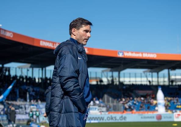 Soccer, Men, Season 2024 2025, 2 Bundesliga 26 Matchday , Eintracht Braunschweig Hertha BSC, Coach Stefan Leitl Hertha BSC , 16 03 2025, Copyright: xSebastianxRäppold MatthiasxKochx