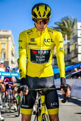 Paris - Nice 2025 - stage 8 NICE, FRANCE - MARCH 16 : Jorgenson Matteo (USA) of Team Visma Lease A Bike at the start line during stage 8 and final stage of the 83th edition of the Paris - Nice cycling race, a stage of 119,9km with start and finish in Nice on March 16, 2025 in Nice, France, 16 03 2025 ( Motordriver Kenny Verfaillie - Nice France  Copyright: xNicoxVereeckenx