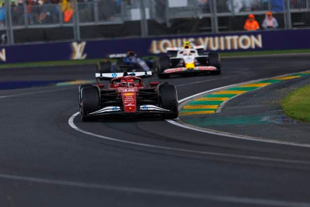16th March 2025; Melbourne Grand Prix Circuit, Melbourne, Victoria, Australia; Australian Formula 1 Grand Prix; Race Day; Number 16 Scuderia Ferrari driver Charles Leclerc in wet conditions during the race  ActionPlus12762223 StephenxBlackberry