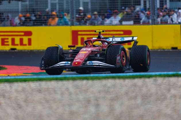 16th March 2025; Melbourne Grand Prix Circuit, Melbourne, Victoria, Australia; Australian Formula 1 Grand Prix; Race Day; Number 44 Scuderia Ferrari driver Lewis Hamilton in wet conditions during the race  ActionPlus12762170 StephenxBlackberry