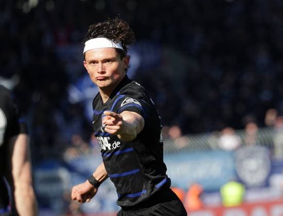 Goal celebration 0 1 Fabian Reese Hertha BSC Football, Men, Season 2024 2025 2 BL, Eintracht Stadion, Eintracht Braunschweig vs Hertha BSC Berlin DFL REGULATIONS PROHIBIT ANY USE OF PHOTOGRAPHS AS IMAGE SEQUENCES AND OR QUASI VIDEO